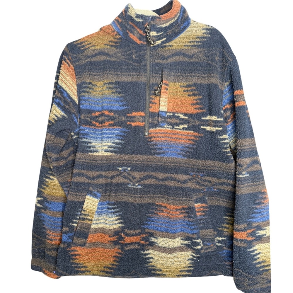 Billabong Adventure Division Mens S Southwestern Fleece 1/4 Zip Pullover Navy